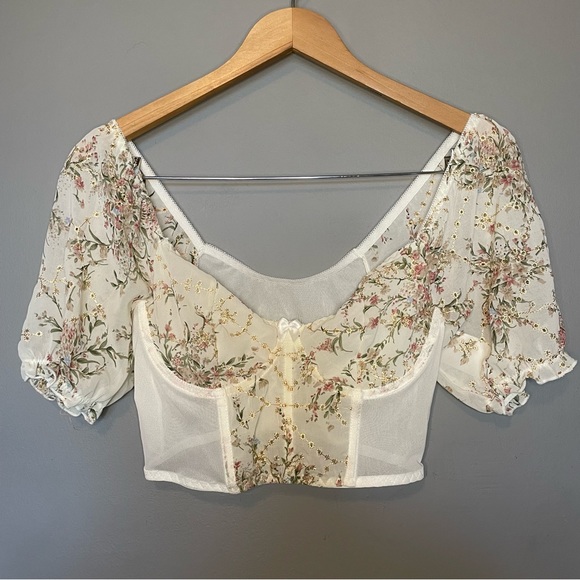 Tops - Lace Floral Corset Top